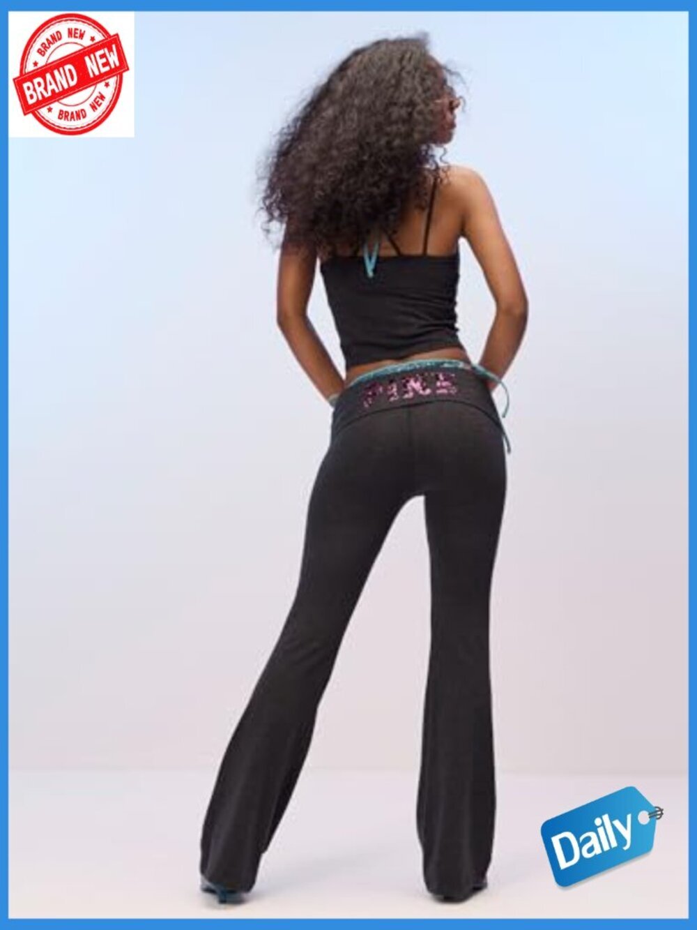 Cotton Foldover Flare Leggings - Mid Rise - Lightweight All-Day Cotton - Picture 3 of 6